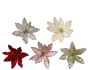 Poinsettia op clip polyester 28x10cm - afbeelding 1