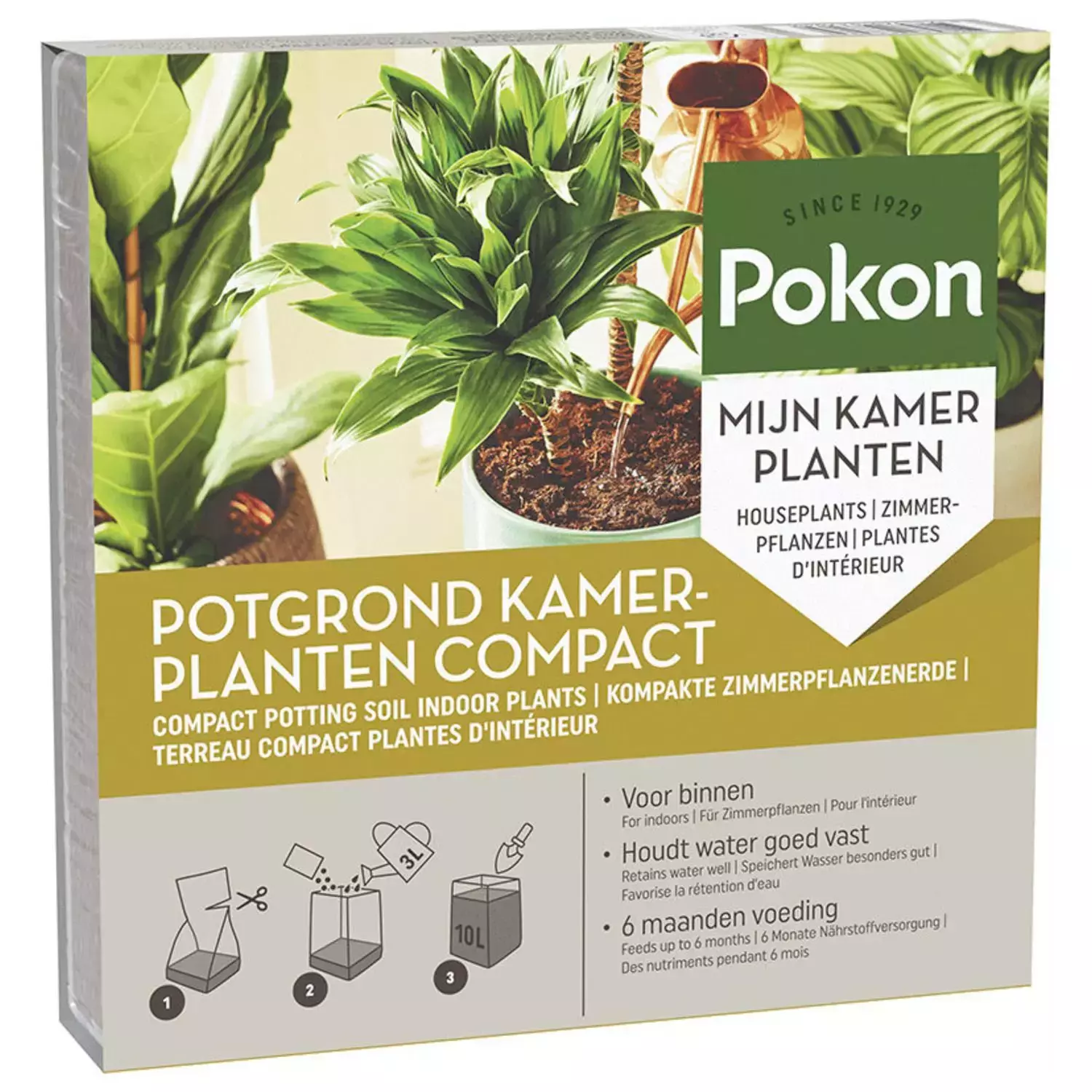 Pokon Compacte Potgrond voor Kamerplanten - 10l - Potgrond (kamerplant) - 6 maanden voeding - Alleen water toevoegen