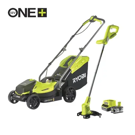 RYOBI ONE+ 18V Accu 33cm Grasmaaier & 25cm Grastrimmer kit (incl. 1x 4.0Ah accu & lader)