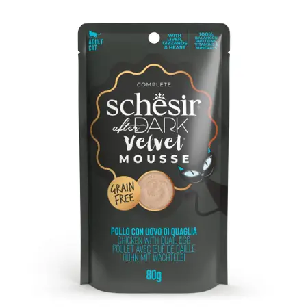 Schesir after dark Velvet mousse kip en kwartelei 80g - afbeelding 1