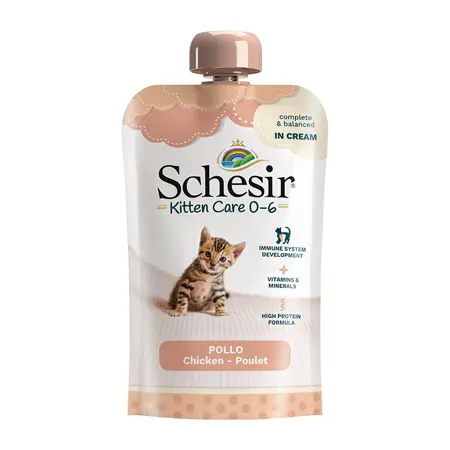 Schesir Kitten care 0-6 kip cream 150g - afbeelding 1