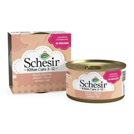 Schesir Kitten care 3-12 kip mousse 85g - afbeelding 2