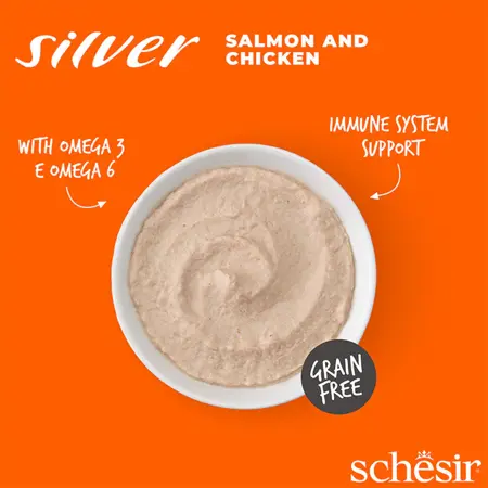 Schesir silver mousse zalm en kip mousse 80g - afbeelding 3