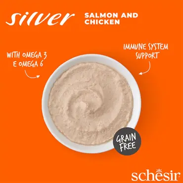 Schesir silver mousse zalm en kip mousse 80g - afbeelding 3