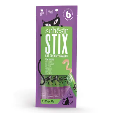 Schesir Stix cat creamy snacks Kat en eend 6 x 15g - afbeelding 1