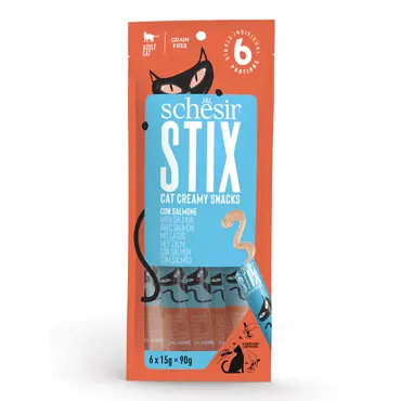 Schesir Stix Cat creamy snacks Kat en zalm 15g - afbeelding 1