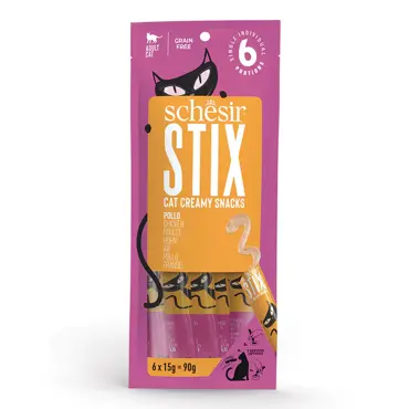 Schesir stix cat creamy snacks kip 6 x 15g - afbeelding 1