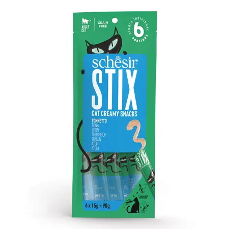 Schesir Stix Cat creamy snacks tonijn 6 x 15g - afbeelding 1