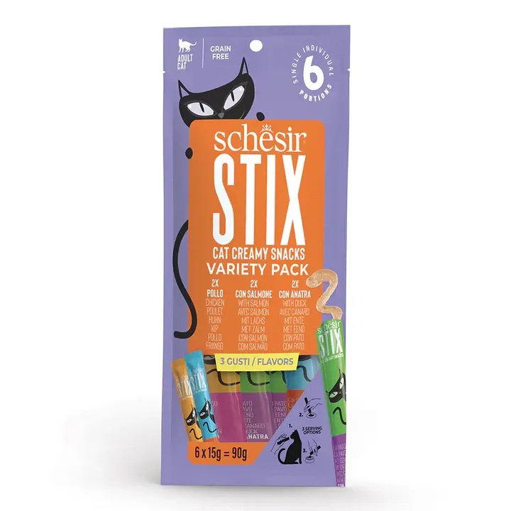 Schesir Stix cat creamy snacks variety pack 6 x 15g